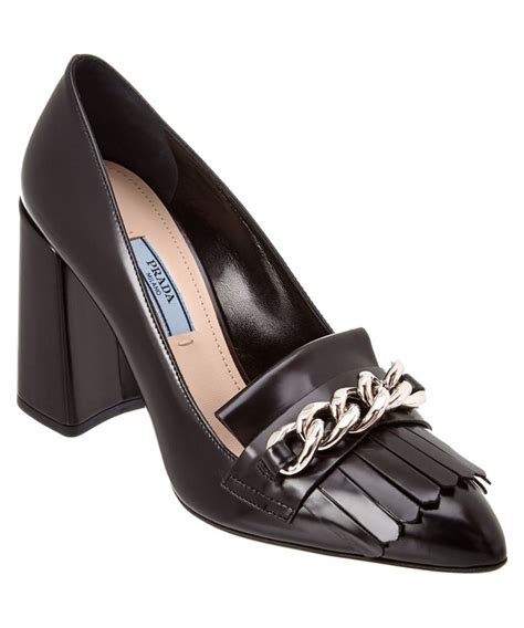 prada buckle leather block-heel pumps|Prada calzature donna heels.